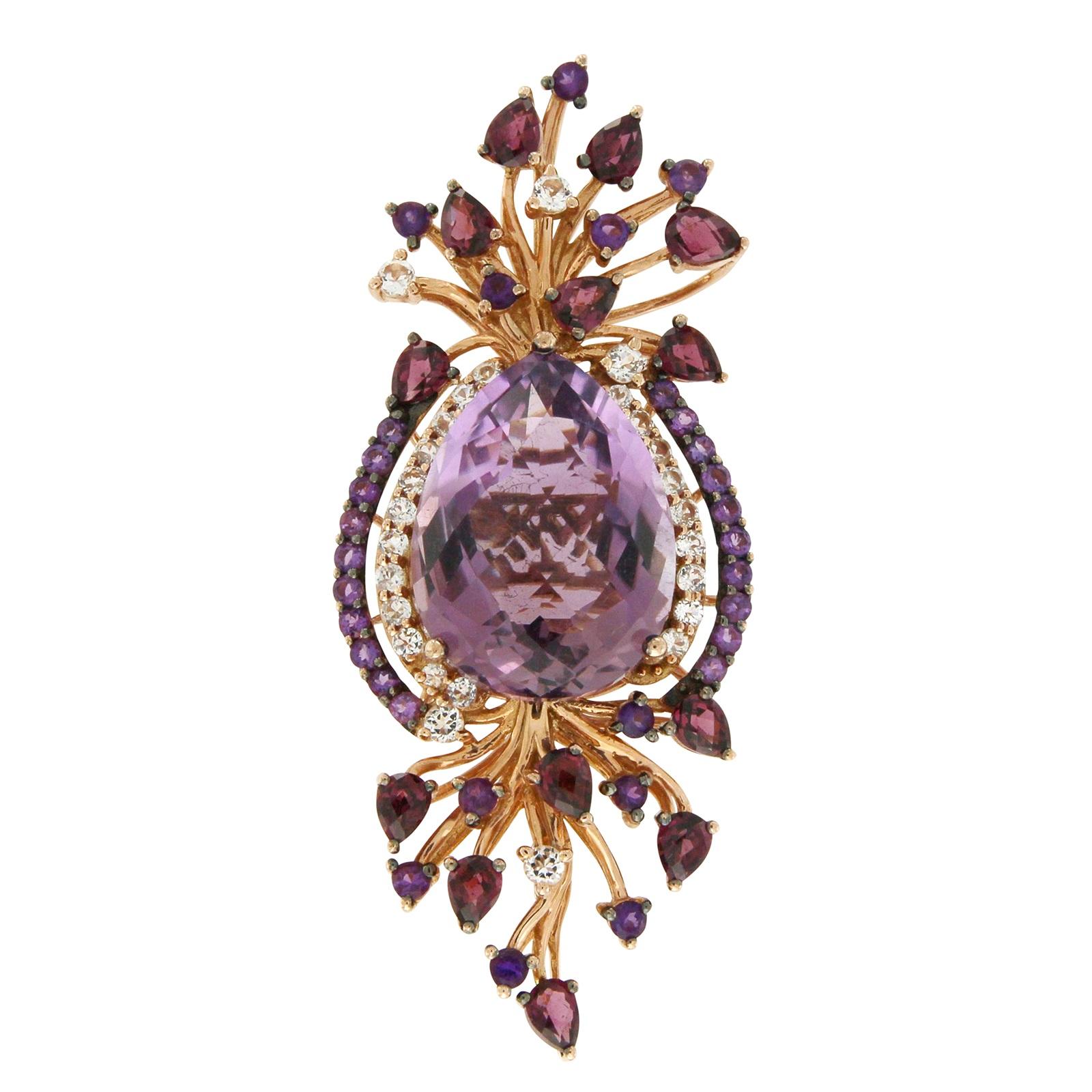 Le Vian Purple 14 Karat Gold Crazy Collection Multi-Stone Cord Pendant Necklace In Excellent Condition In Los Angeles, CA