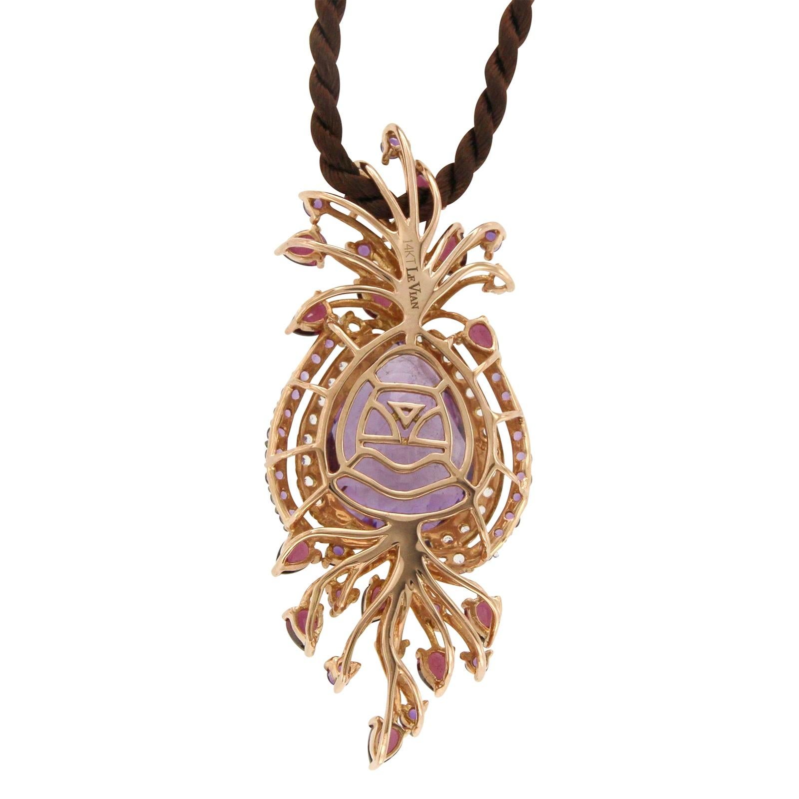 Le Vian Purple 14 Karat Gold Crazy Collection Multi-Stone Cord Pendant Necklace