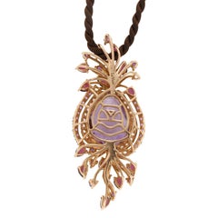 Used Le Vian Purple 14 Karat Gold Crazy Collection Multi-Stone Cord Pendant Necklace