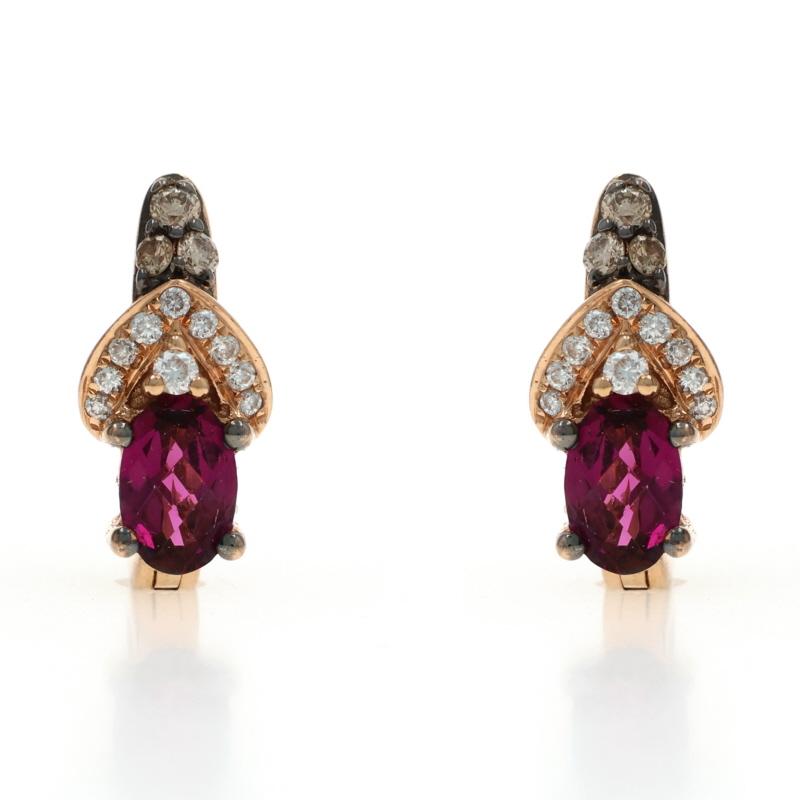 Retail Price: $1,499

Brand: Le Vian

Metal Content: 14k Rose Gold

Stone Information

Natural Raspberry Rhodolite Garnet
Carat(s): 1.10ctw
Cut: Oval Checkerboard

Natural Diamonds
Carat(s): .22ctw
Cut: Round Brilliant
Color: H - I &
