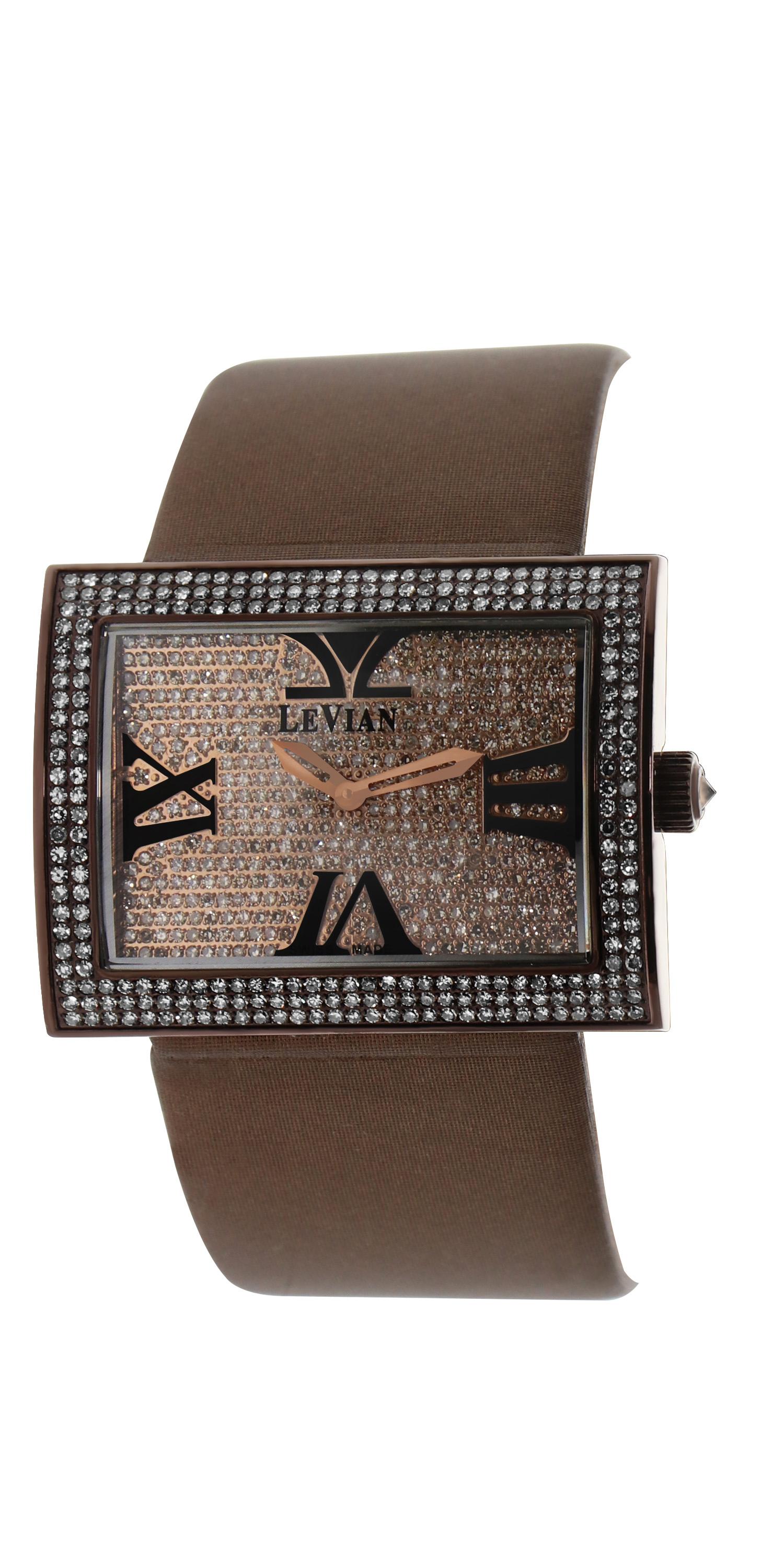 Le Vian 42.5mm Rectangle Ladies' Wristwatch featuring 4.52cts of Chocolate Diamonds in Chocolate Stainless Steel with a leather Band.