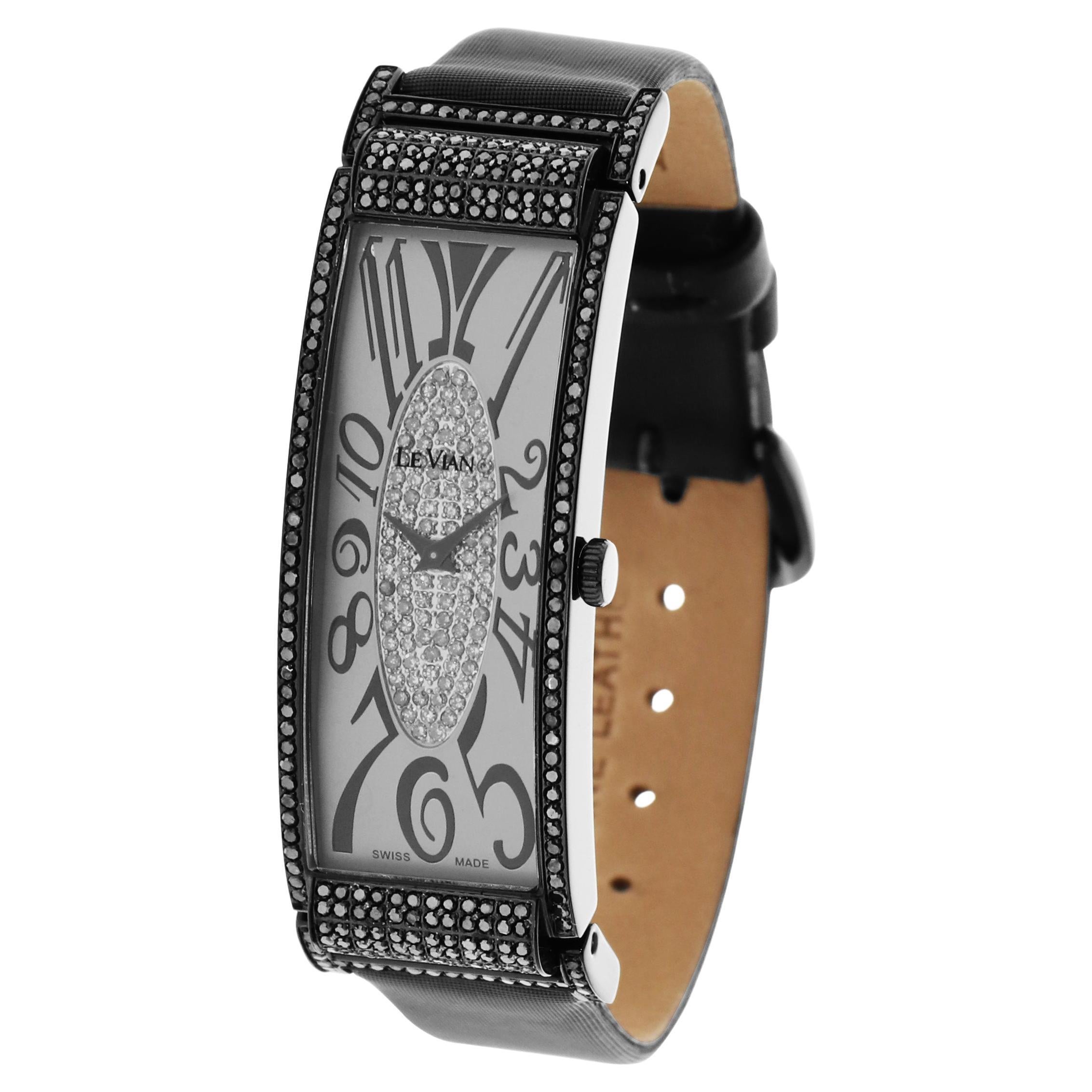 Le Vian Rectangle Wristwatch Blackberry Diamonds in Blackberry Stainless Steel For Sale