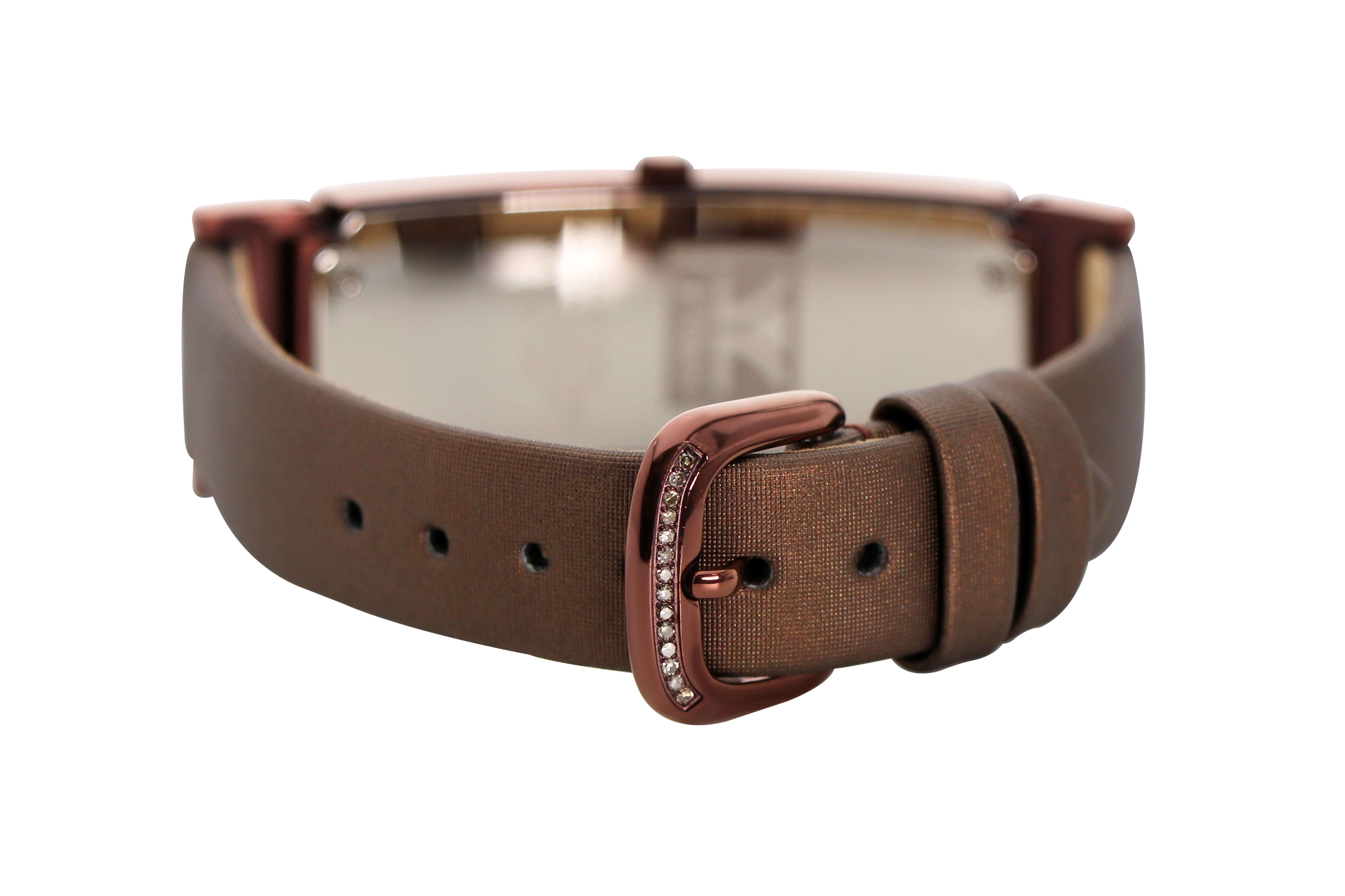 Rechteckige Armbanduhr aus Edelstahl mit Schokolade-Diamanten von Le Vian für Damen oder Herren