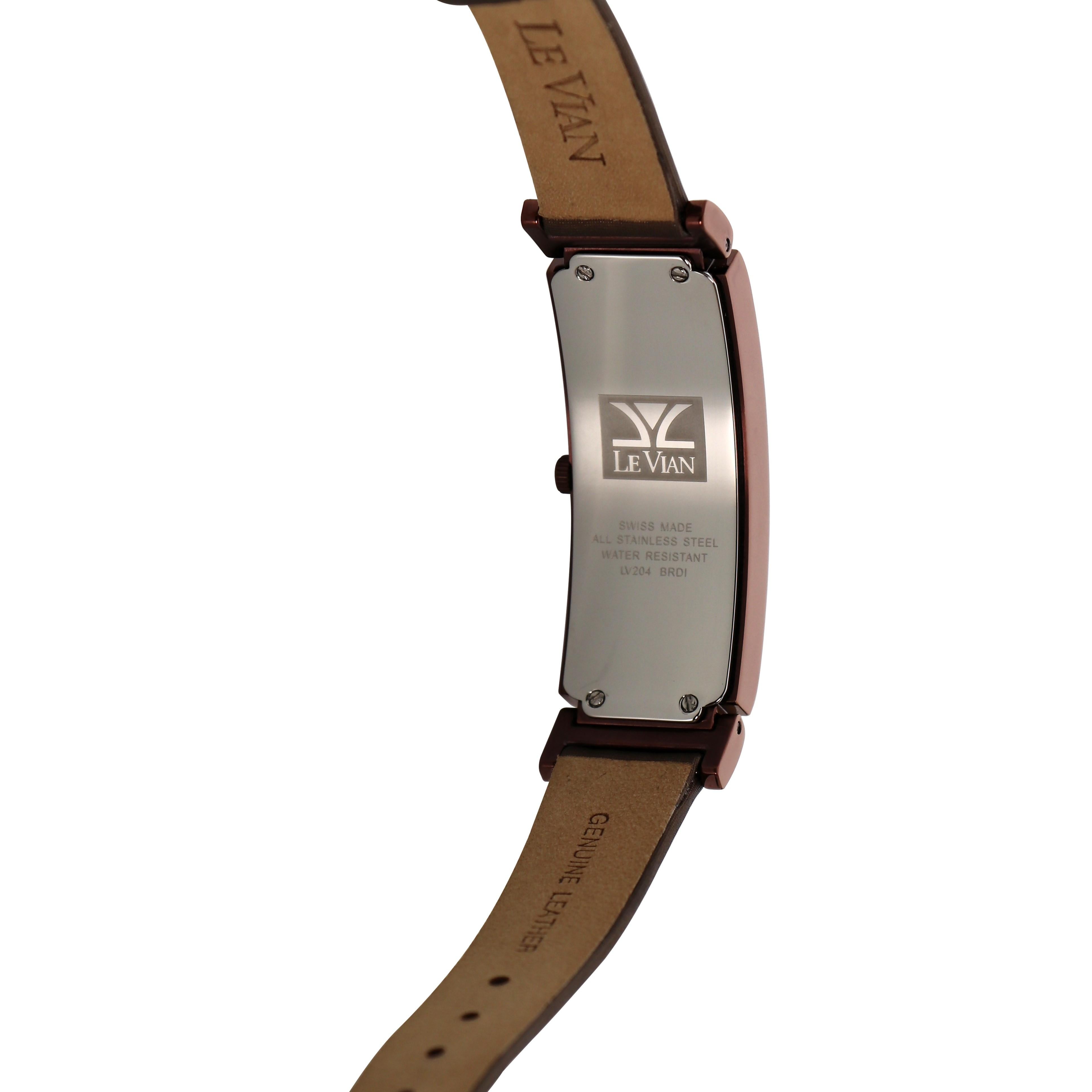 Rechteckige Armbanduhr aus Edelstahl mit Schokolade-Diamanten von Le Vian 1