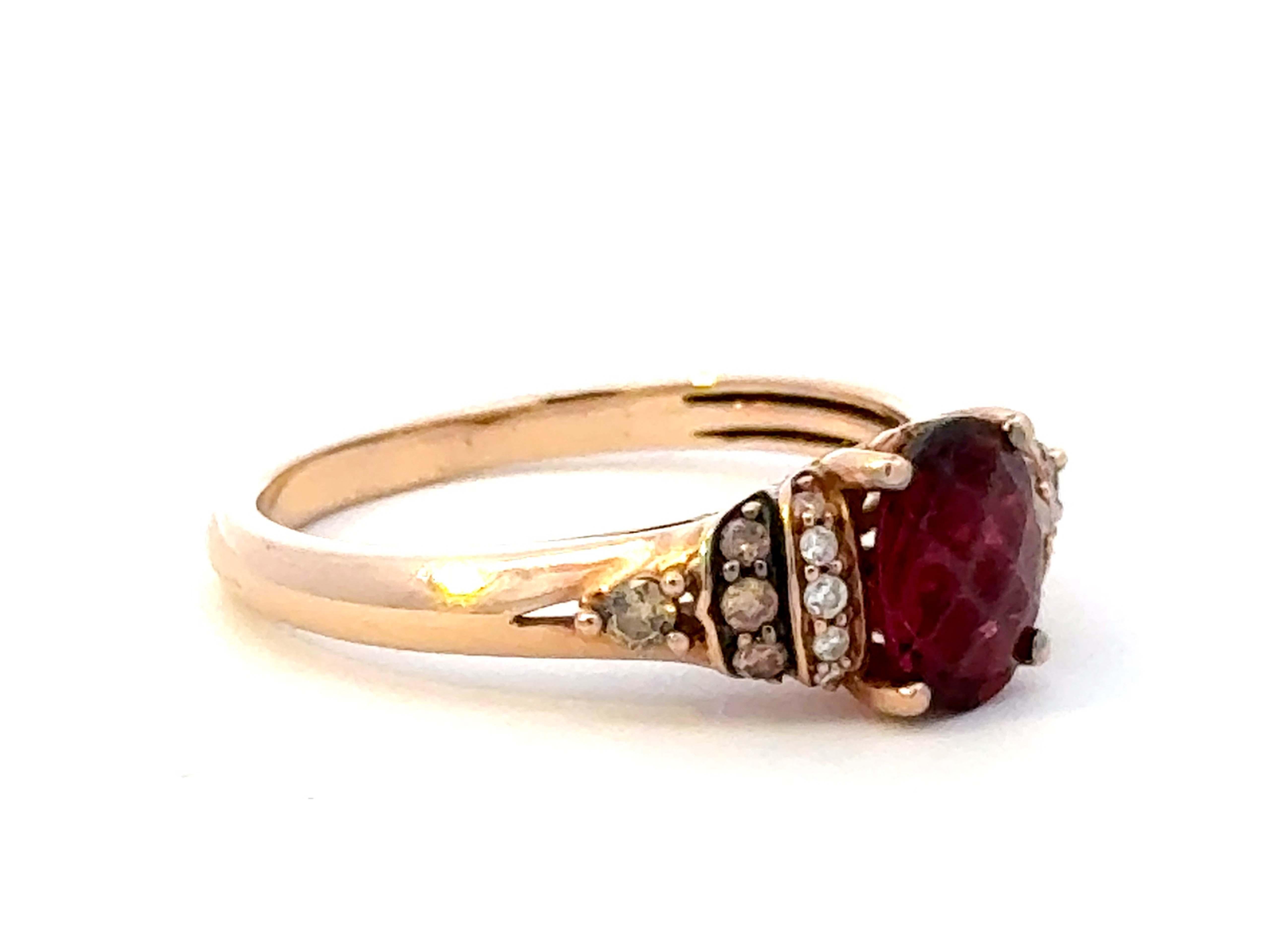 Modern Le Vian Red Garnet and Diamond Ring 14k Rose Gold