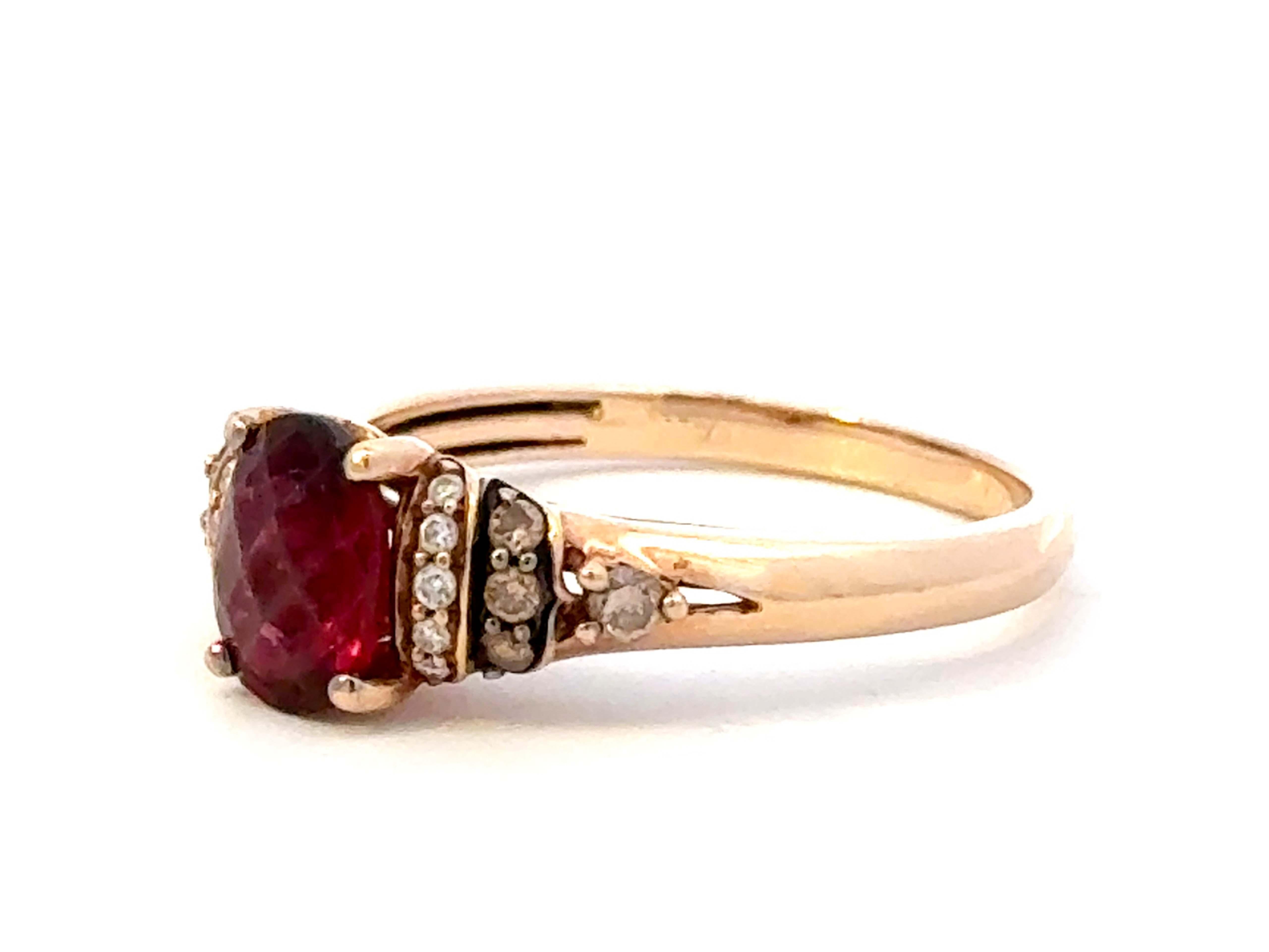 Oval Cut Le Vian Red Garnet and Diamond Ring 14k Rose Gold
