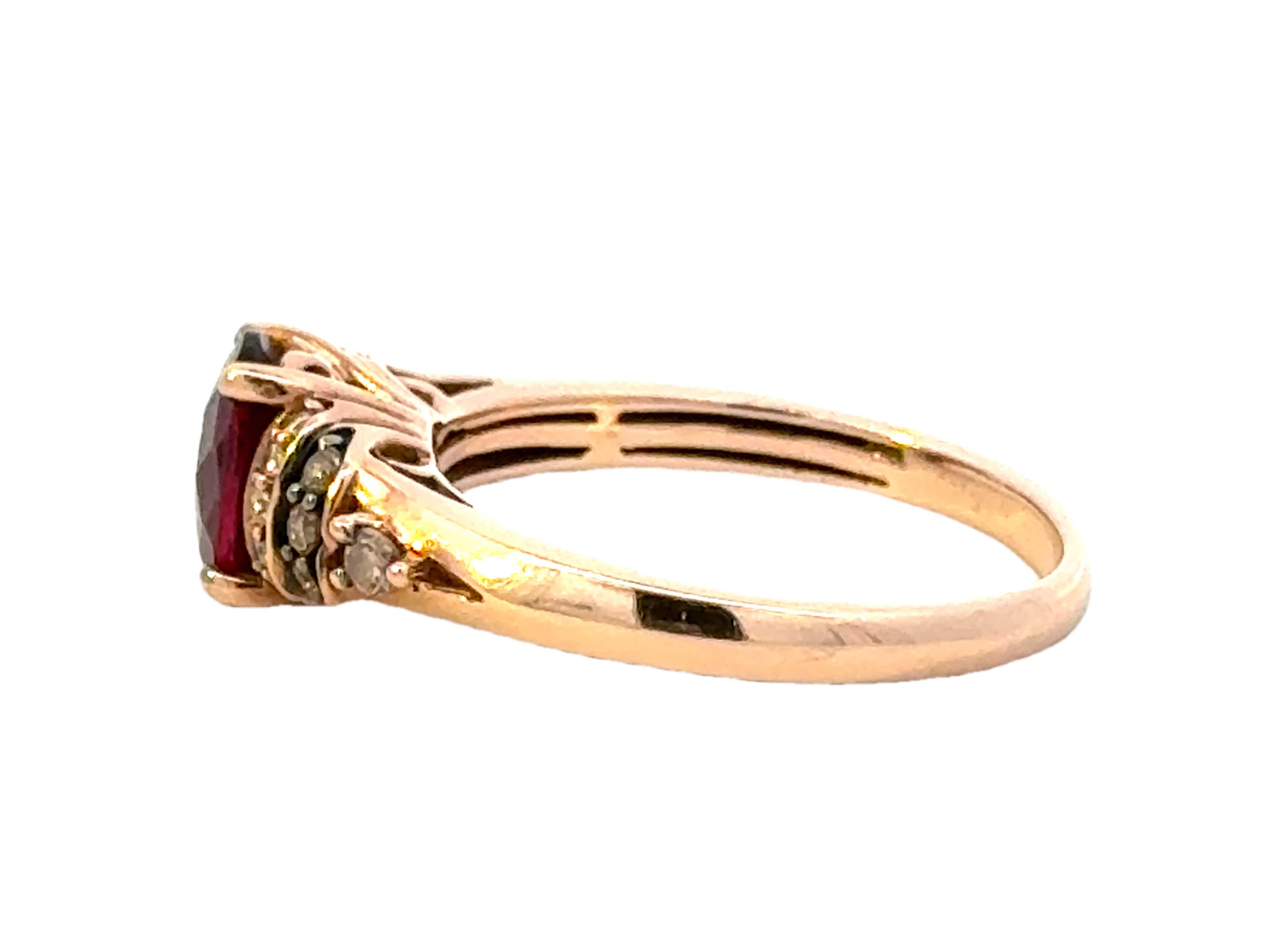 Men's Le Vian Red Garnet and Diamond Ring 14k Rose Gold