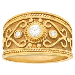 Retro Le Vian Renaissance Revival Diamond Set Gold Ring