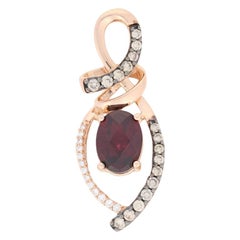 Le Vian Rhodolite Garnet and Diamond Pendant Rose Gold, 14k Oval Cut 1.65 Carat