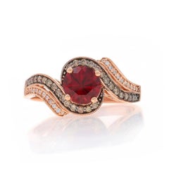 Le Vian Rhodolite Garnet Diamond Halo Bypass Ring - Rose Gold 14k Round 2.10ctw