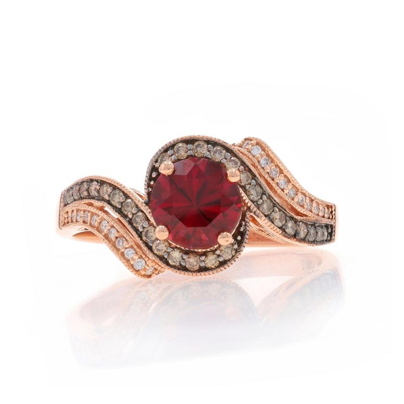 Le Vian Rhodolite Garnet Diamond Halo Bypass Ring - Rose Gold 14k Round 2.10ctw