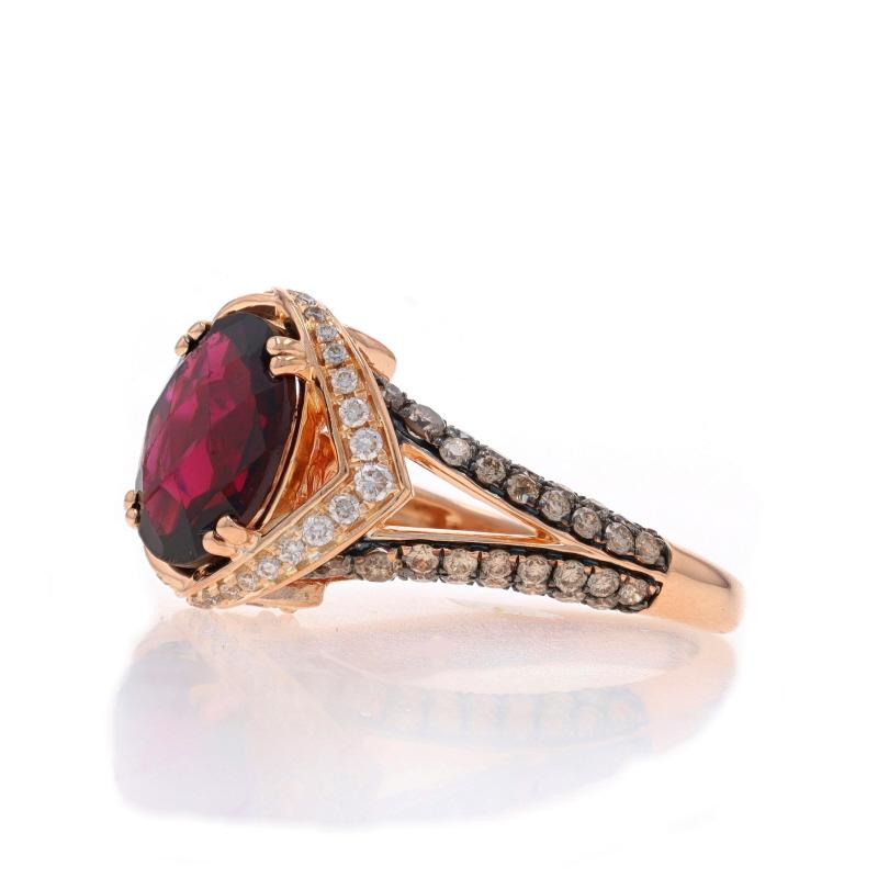 Oval Cut Le Vian Rhodolite Garnet & Diamond Ring - Rose Gold 14k Oval Checkerboard 4.2ctw