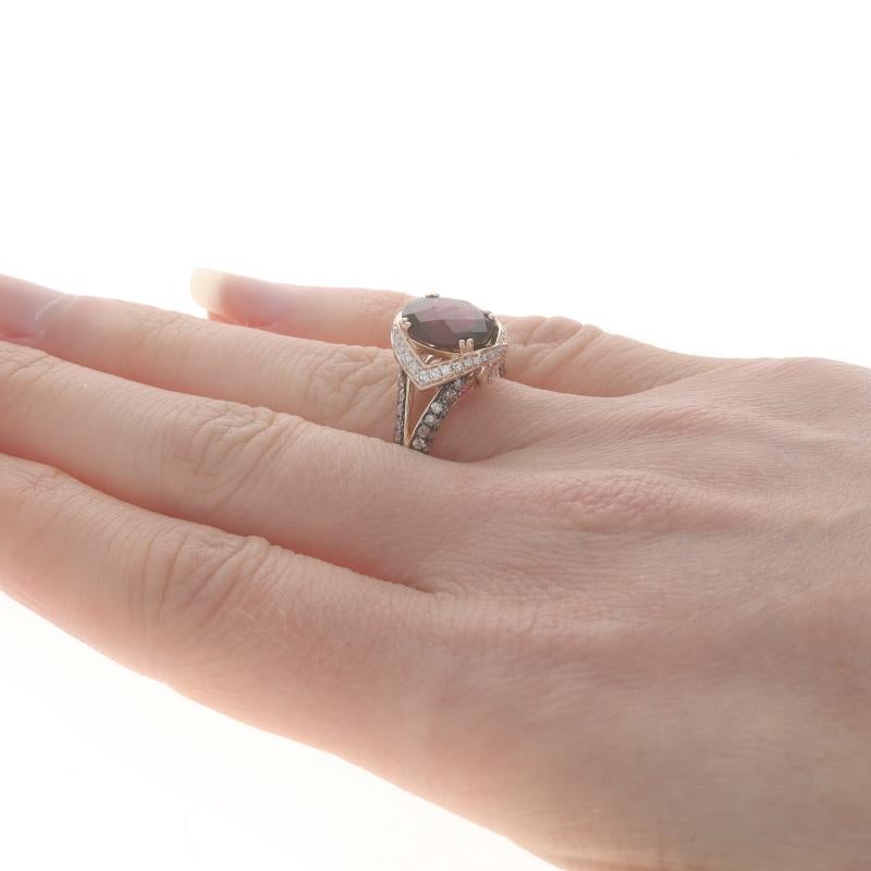 Le Vian Rhodolite Garnet & Diamond Ring - Rose Gold 14k Oval Checkerboard 4.2ctw In Excellent Condition In Greensboro, NC