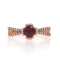 Le Vian Rhodolite Garnet Diamond Ring - Rose Gold 14k Round Checkerboard 1.60ctw