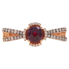 Le Vian Rhodolite Garnet Diamond Ring - Rose Gold 14k Round Checkerboard 1.60ctw