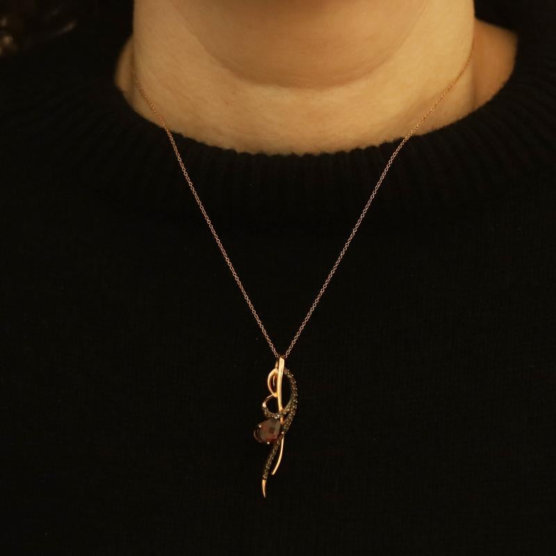 Taglio ovale Le Vian Rhodolite Garnet Quartz Pendant Necklace 18