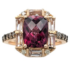 Le Vian Rhodolite Garnet, White Topaz & Diamond Cocktail Ring 14 Karat Rose Gold