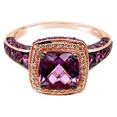 Le Vian Ring Amethyst Pink Sapphire Vanilla Diamonds 14 Karat Strawberry Gold