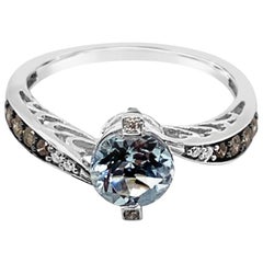 Le Vian Ring Aquamarine White Diamonds Chocolate Diamonds 14 Karat Vanilla Gold