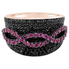 Le Vian Ring Bubble Gum Pink Sapphire Black Diamonds 14 Karat Strawberry Gold
