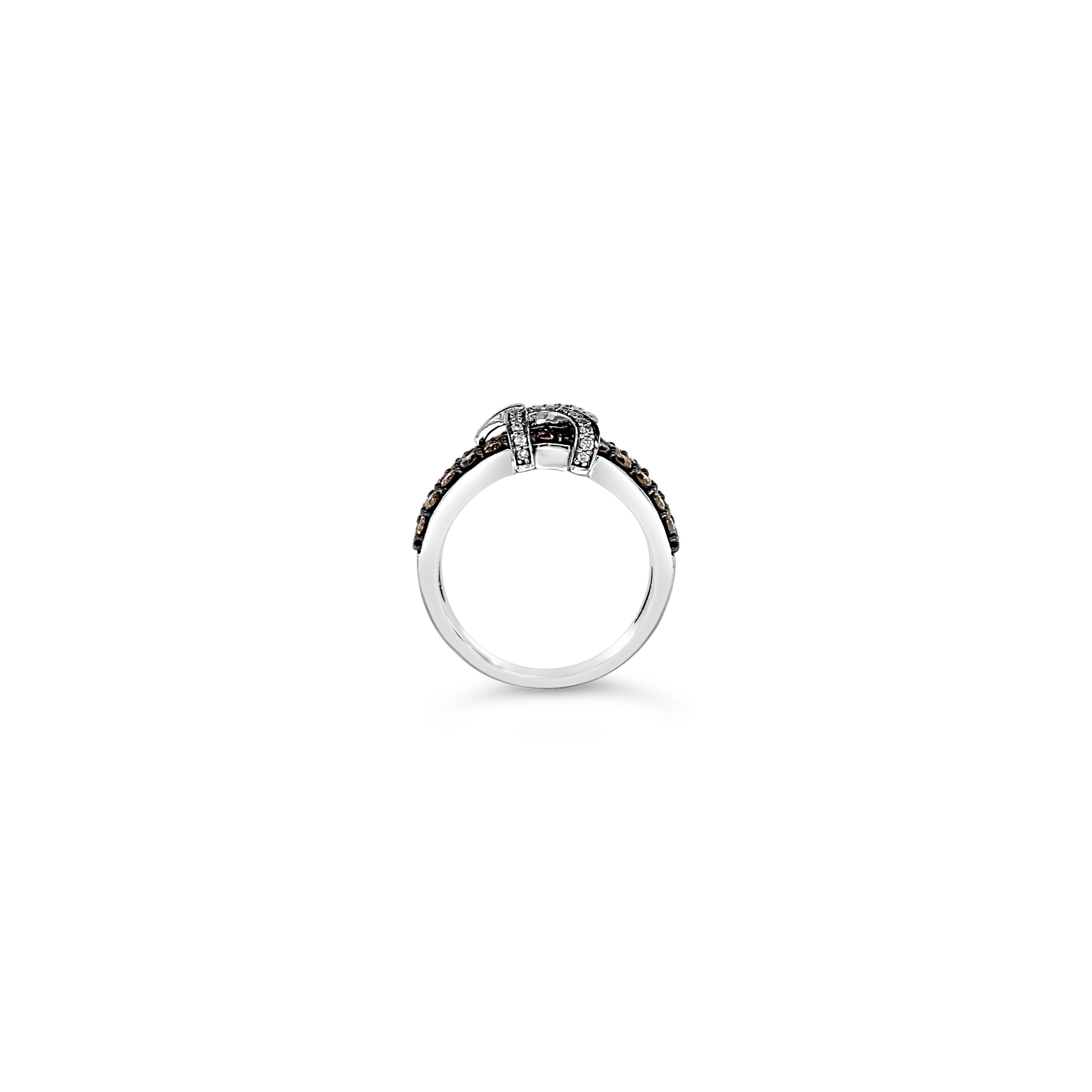 Le Vian® Ring featuring 1.30 cts. Chocolate Diamonds®, .10 cts. Vanilla Diamonds® set in 14K Vanilla Gold®

Diamonds Breakdown:
1.30 cts Brown Diamonds
.10 cts White Diamonds

Gems Breakdown:
None

Ring may or may not be sizable, please feel free to