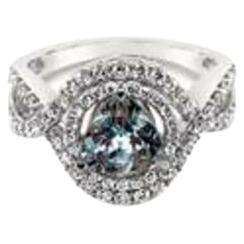 Le Vian Ring Featuring 1 Cts. Sea Blue Aquamarine, 1/2 Cts For Sale