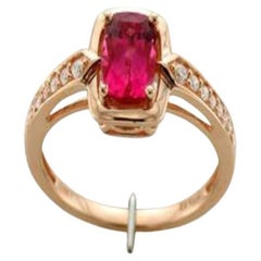 Le Vian Ring Featuring 7/8 Cts. Raspberry Rubellite, 1/10 Cts. Vanilla Diamond