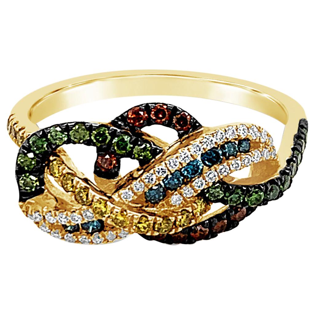 Le Vian Ring Featuring Blue/Green/White/Fancy Diamonds Set in 14k Honey Gold