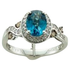 Le Vian Ring mit blauem Topas und schokoladenbraunen Diamanten, Vanilla-Diamanten gefasst