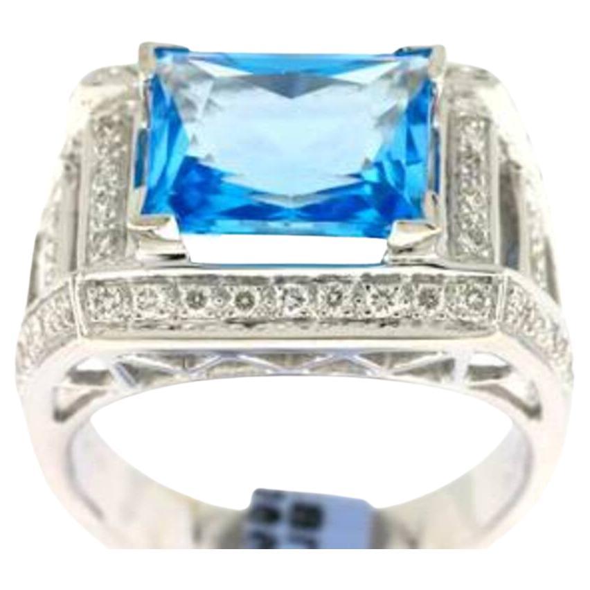 Le Vian Ring Featuring Blue Topaz Vanilla Diamonds Set in 18k Vanilla Gold For Sale