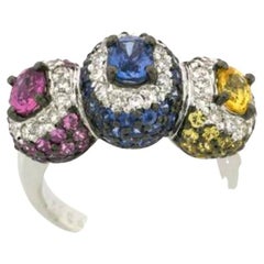 Le Vian Ring Featuring Blueberry Sapphire, Bubble Gum Pink Sapphire, Yellow