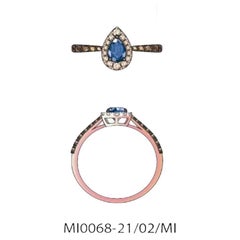 Le Vian Ring mit blauem Beeren-Saphir- Schokoladen-Diamanten und nackten Diamanten