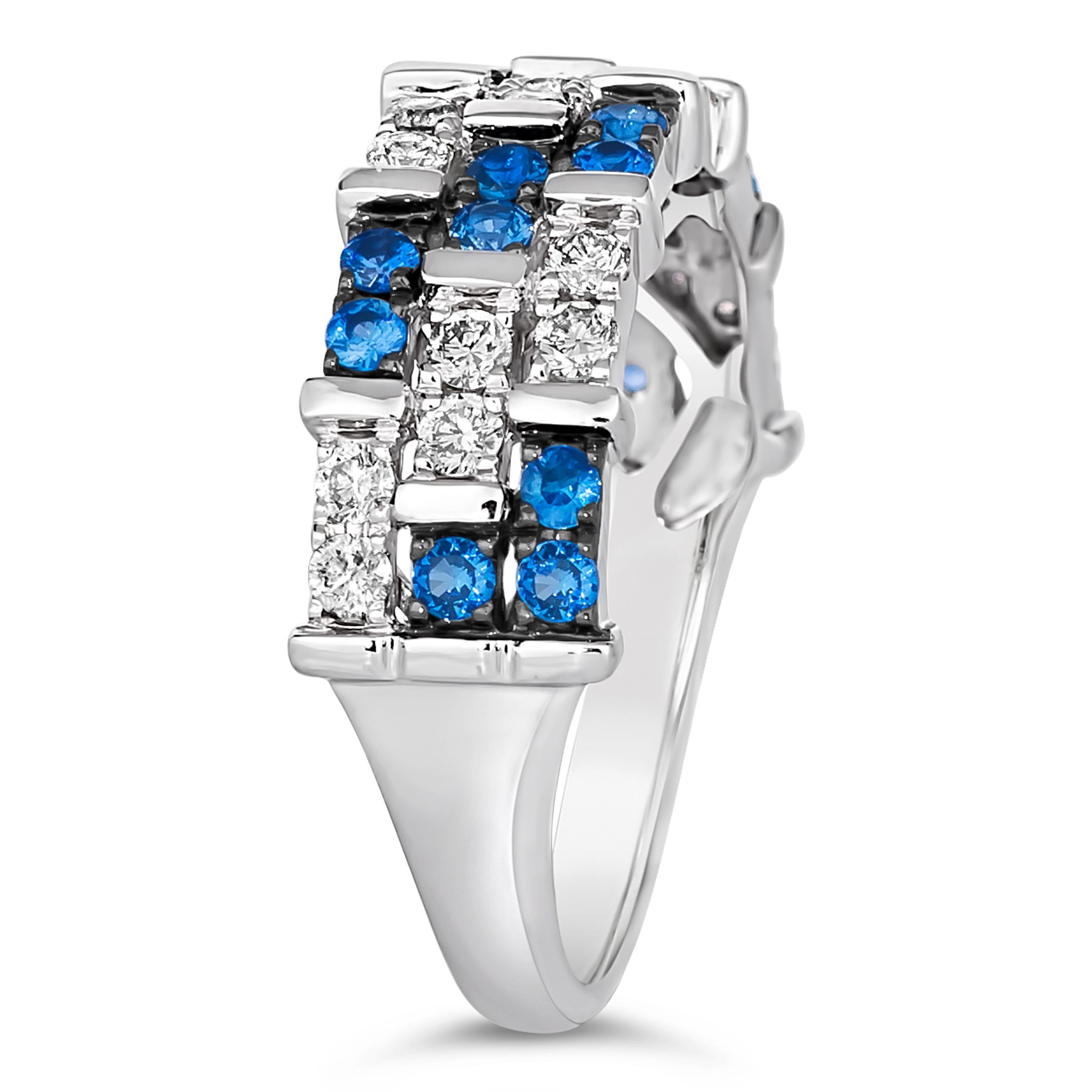 La bague Le Vian ornée d'un saphir bleu-vert et de diamants de couleur chair en 14 carats Neuf - En vente à Great Neck, NY