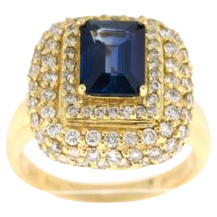 Bague Le Vian avec saphir bleuet et diamants vanille sertie de miel 14k en vente