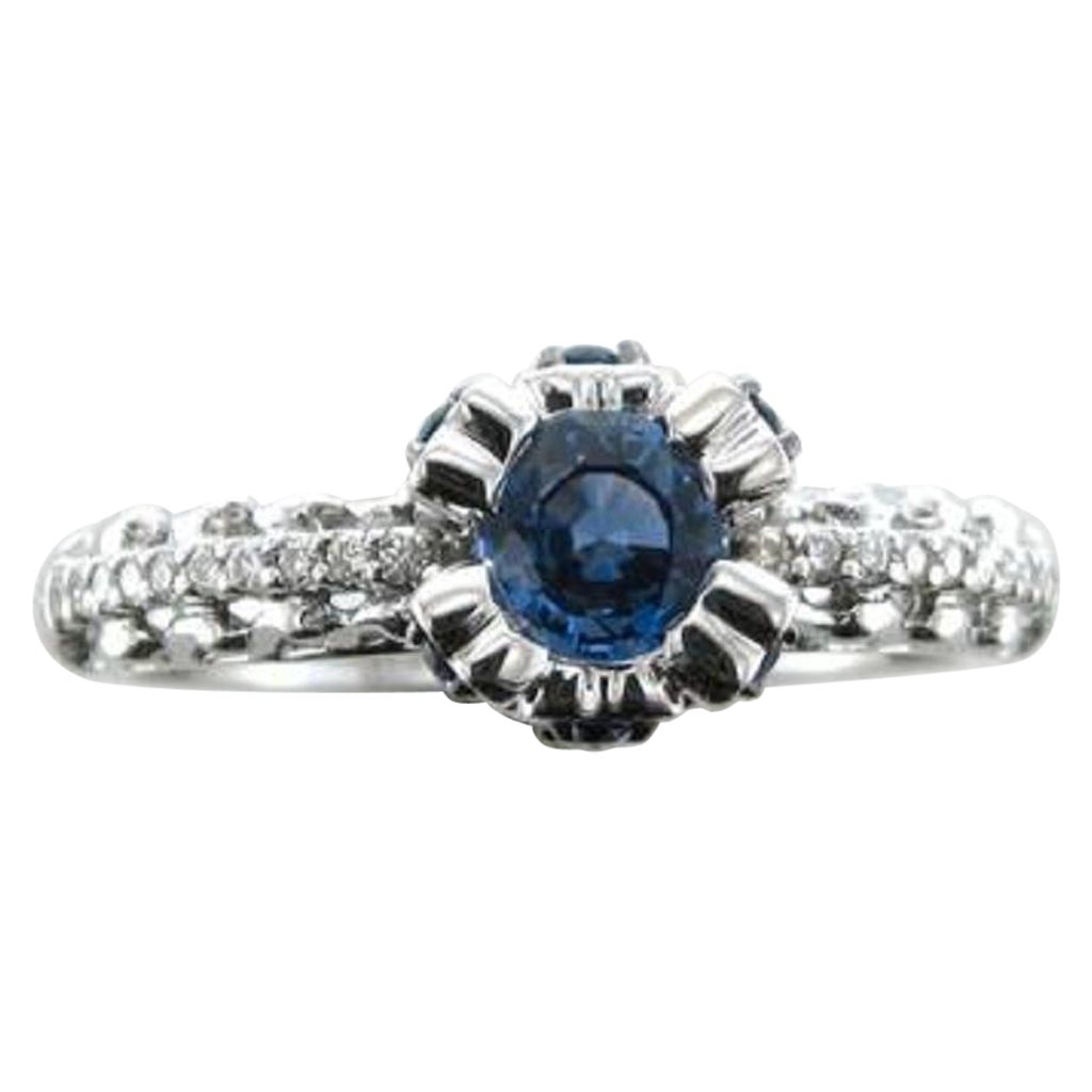 Anello Le Vian con zaffiro mirtillo e diamanti vaniglia incastonati in 14k vaniglia