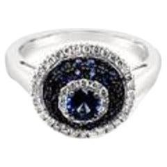 Le Vian Bague avec saphirs bleus et vanilla en diamants sertis en vanille 14 carats