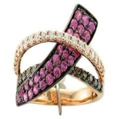 Le Vian Ring mit Blasen Gummi-rosa Saphir und Schokoladen-Diamanten, Vanilla