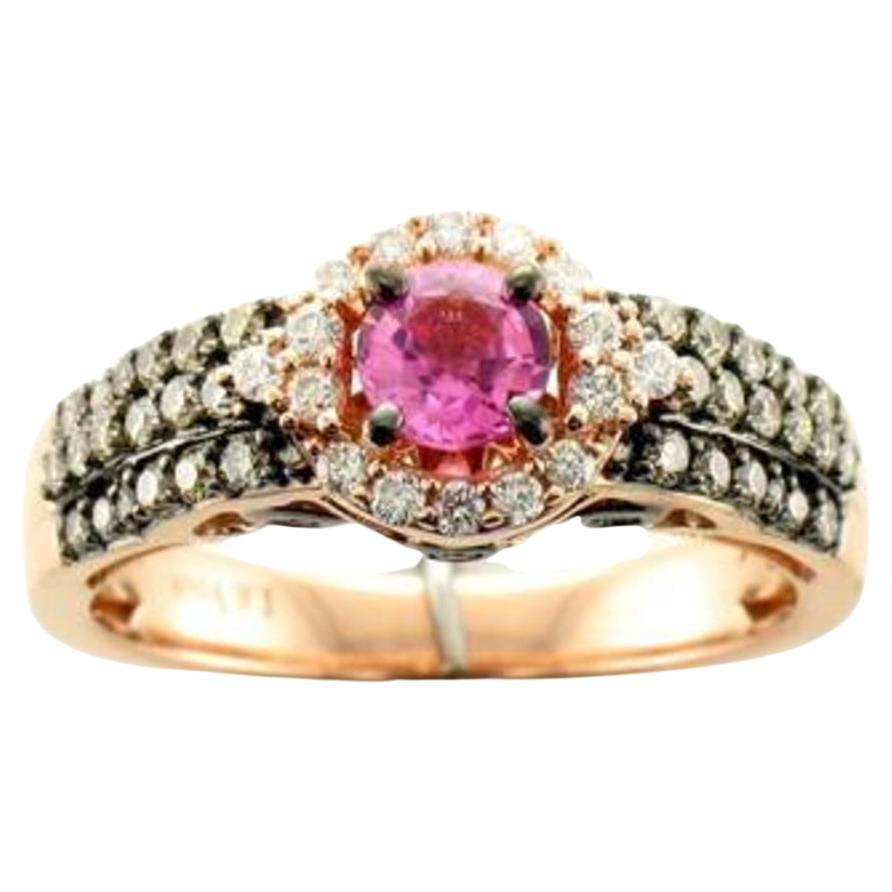 Le Vian Ring mit Blasen Gummi rosa Saphir schokoladenfarbenen Diamanten, Vanilla 