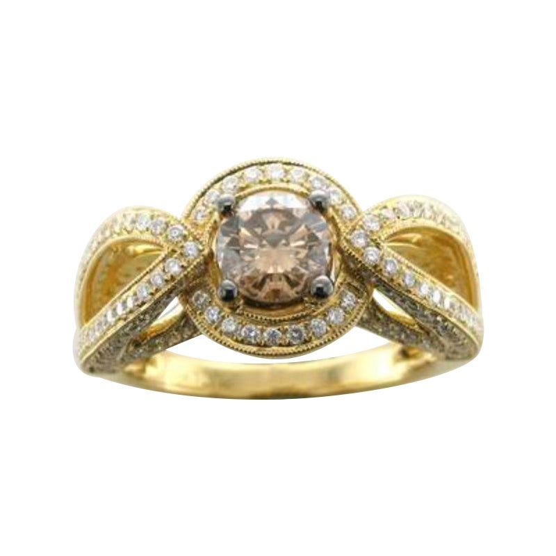 Anello Le Vian con diamanti cioccolato e vaniglia incastonati in oro miele 18 carati