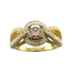 Anello Le Vian con diamanti cioccolato e vaniglia incastonati in oro miele 18 carati