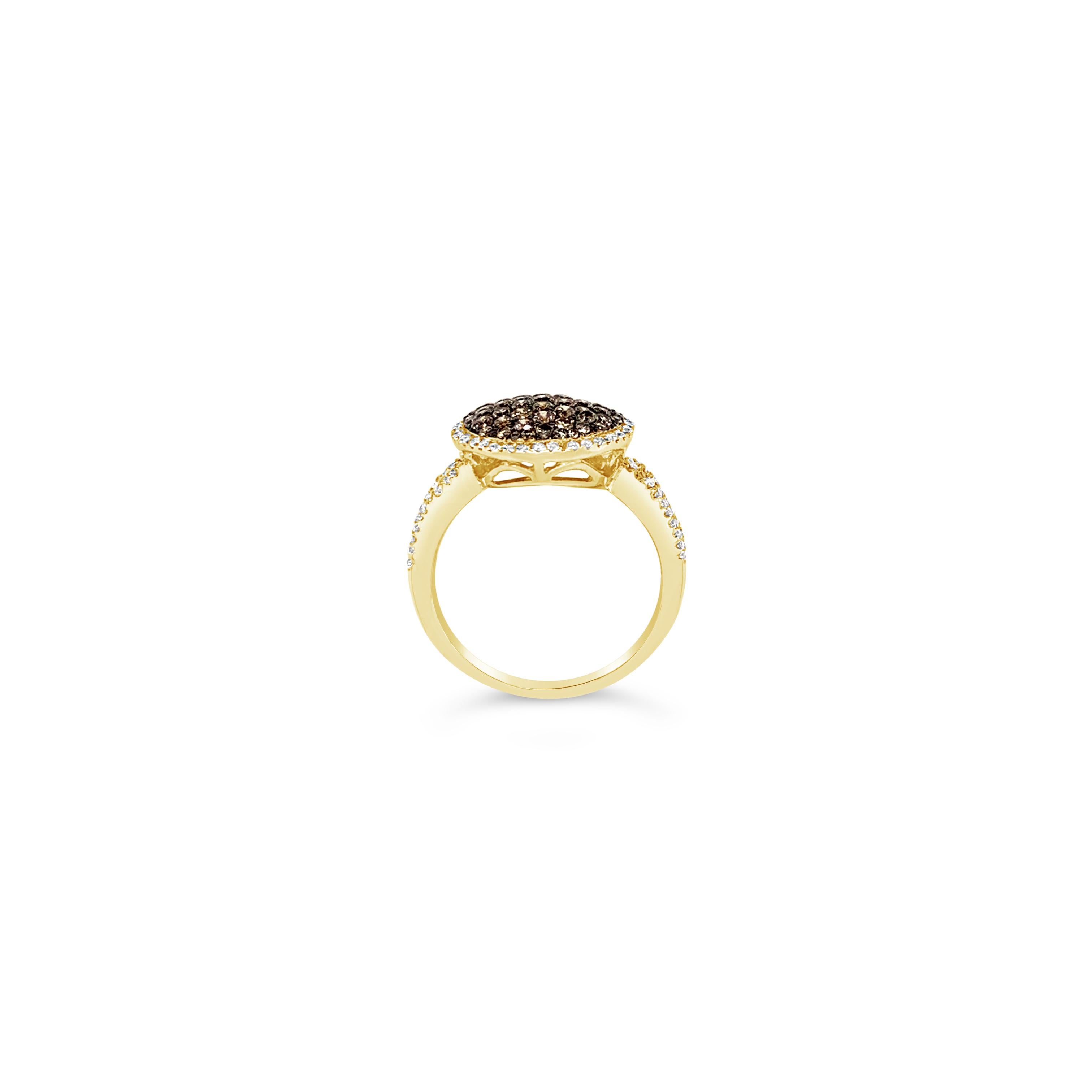Le Vian® Ring featuring .76 cts. Chocolate Diamonds®, .23 cts. Vanilla Diamonds® set in 14K Honey Gold™

Diamonds Breakdown:
.76 cts Brown Diamonds
.23 cts White Diamonds

Gems Breakdown:
None

Ring may or may not be sizable, please feel free to