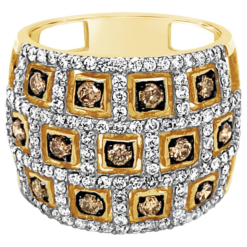 LeVian 14K Yellow Gold White & Chocolate Brown Diamond Cocktail Band Ring