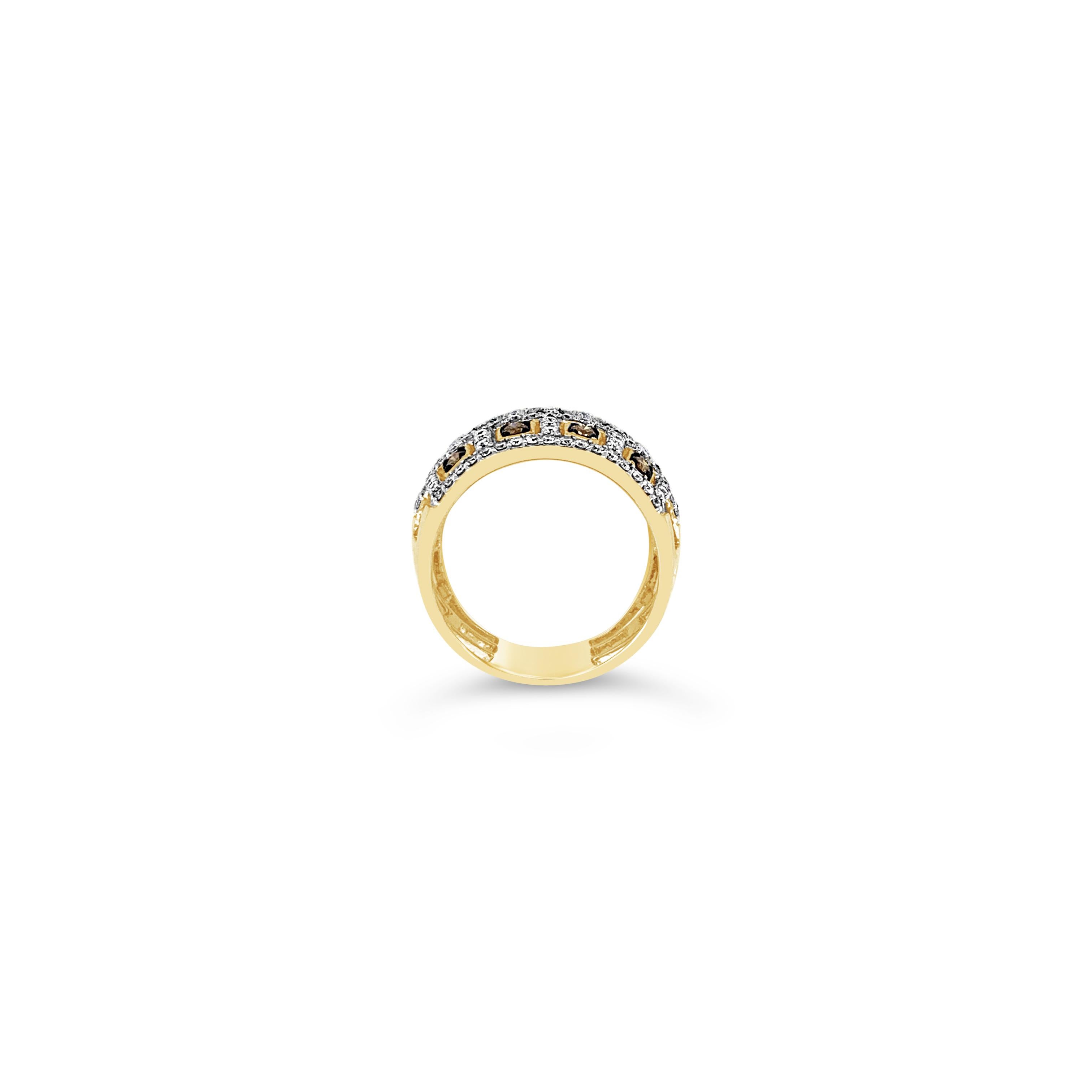 Le Vian® Ring featuring 1/2 cts. Chocolate Diamonds®, 3/4 cts. Vanilla Diamonds® set in 14K Honey Gold™

Diamonds Breakdown:
3/4 cts White Diamonds
1/2 cts Brown Diamonds

Gems Breakdown:
None

Please feel free to reach out with any questions!

Item