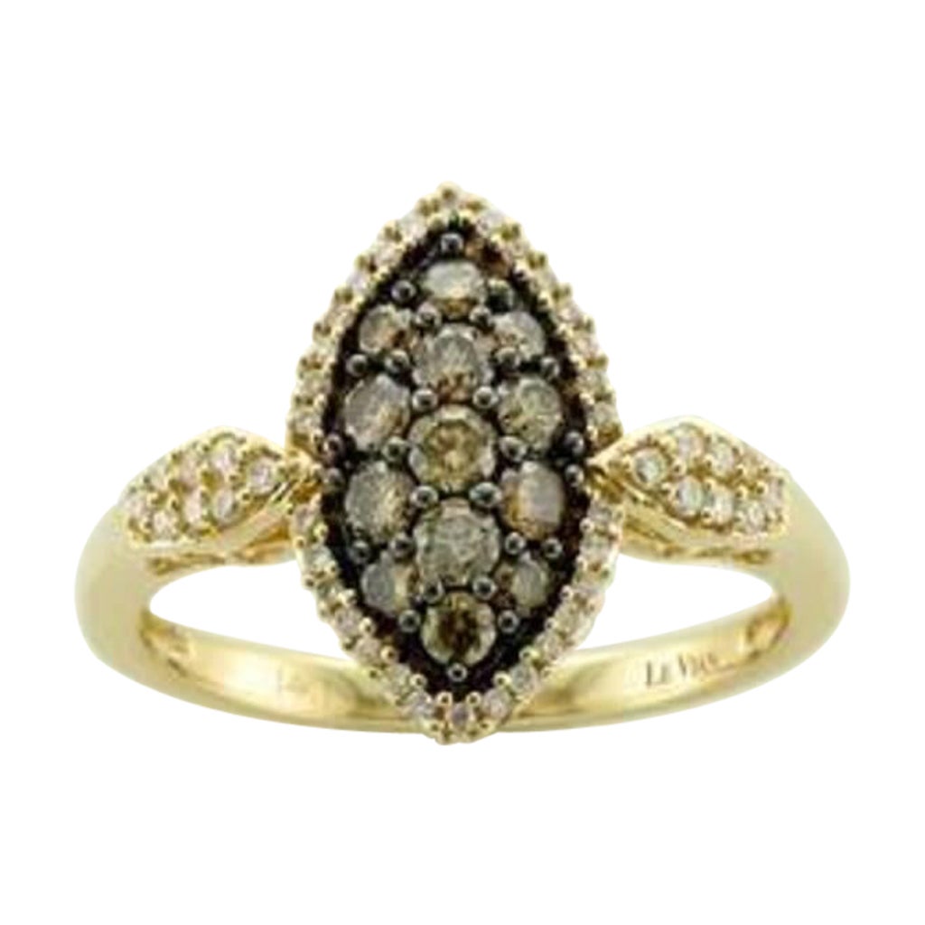 Anello Le Vian con diamanti al cioccolato e diamanti alla vaniglia incastonati in miele 14 ct. in vendita