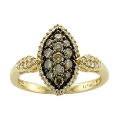Bague Le Vian ornée de diamants couleur chocolat et de diamants Vanilla sertis en miel 14 carats
