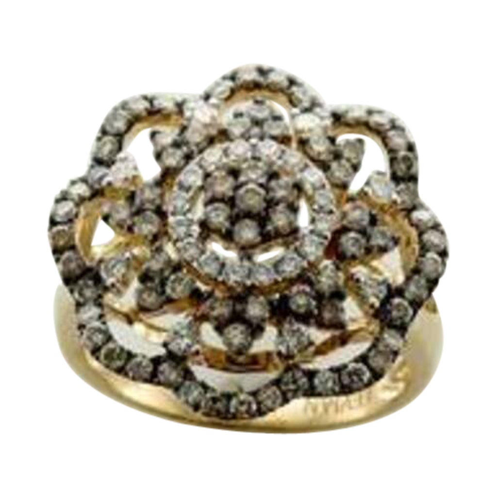 Anello Le Vian con diamanti cioccolato e diamanti vaniglia incastonati in miele 14K