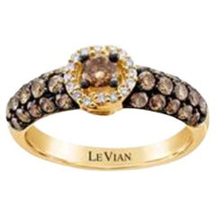 Le Vian Ring mit schokoladenbraunen Diamanten und Vanilla-Diamanten in 14 Karat Honig gefasst
