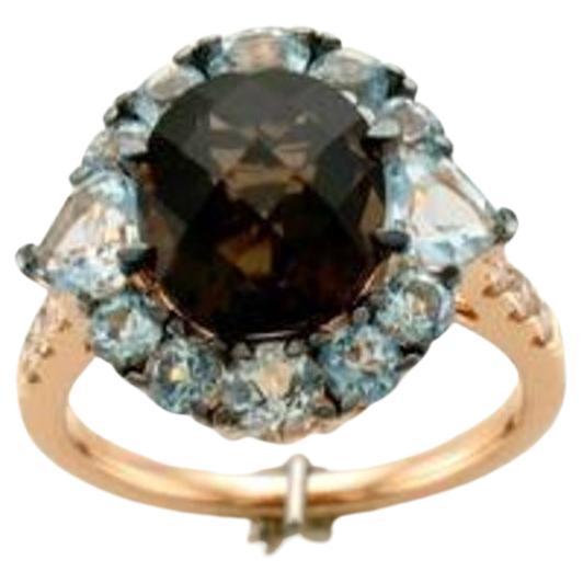 Le Vian Ring Featuring Chocolate Quartz, Blue Topaz Nude Diamonds Set in 14K For Sale