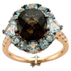 Le Vian Ring mit Schokoladenquarz, blauem Topas und nudefarbenen Diamanten aus 14 Karat