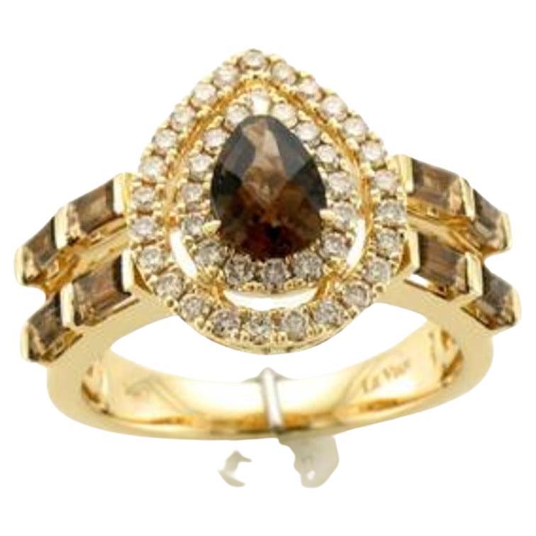 Le Vian Ring Featuring Chocolate Quartz Nude Diamonds Set in 14K Honey Gold For Sale